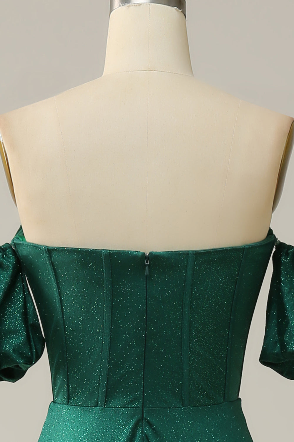 A Line Off the Shoulder Dark Green Long Ball Dress