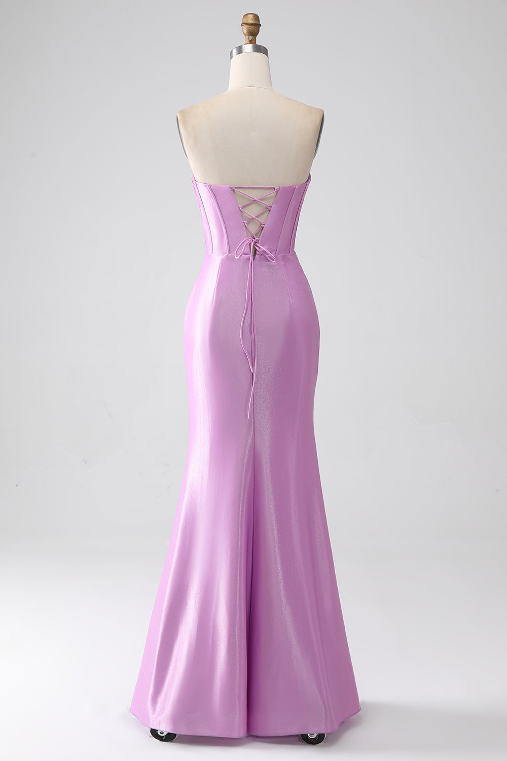 Strapless Purple Mermaid Corset Pleated Ball Dress with Pleated
