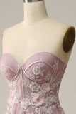 A Line Sweetheart Grey Purple Long Ball Dress with Appliques
