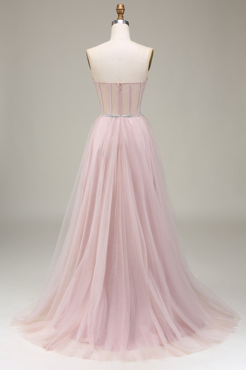 Light Pink A-Line Sweetheart Tulle Corset Ball Dress