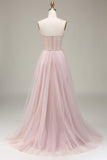 Light Pink A-Line Sweetheart Tulle Corset Ball Dress