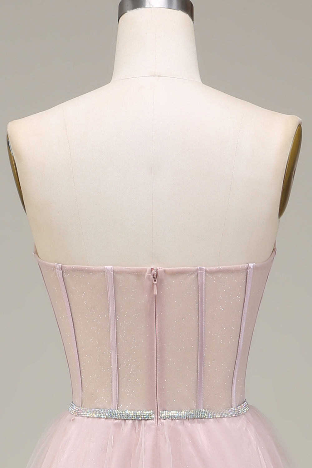 Light Pink A-Line Sweetheart Tulle Corset Ball Dress