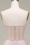 Light Pink A-Line Sweetheart Tulle Corset Ball Dress