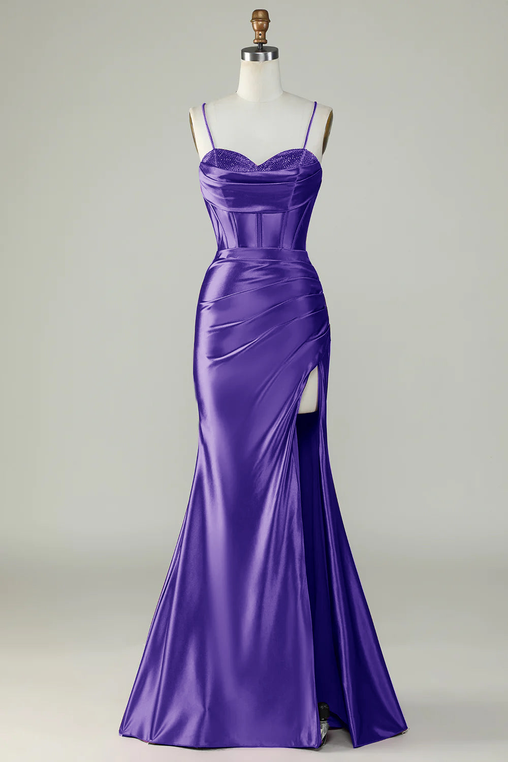Royal Blue Mermaid Spaghetti Straps Long Ball Dress With Slit