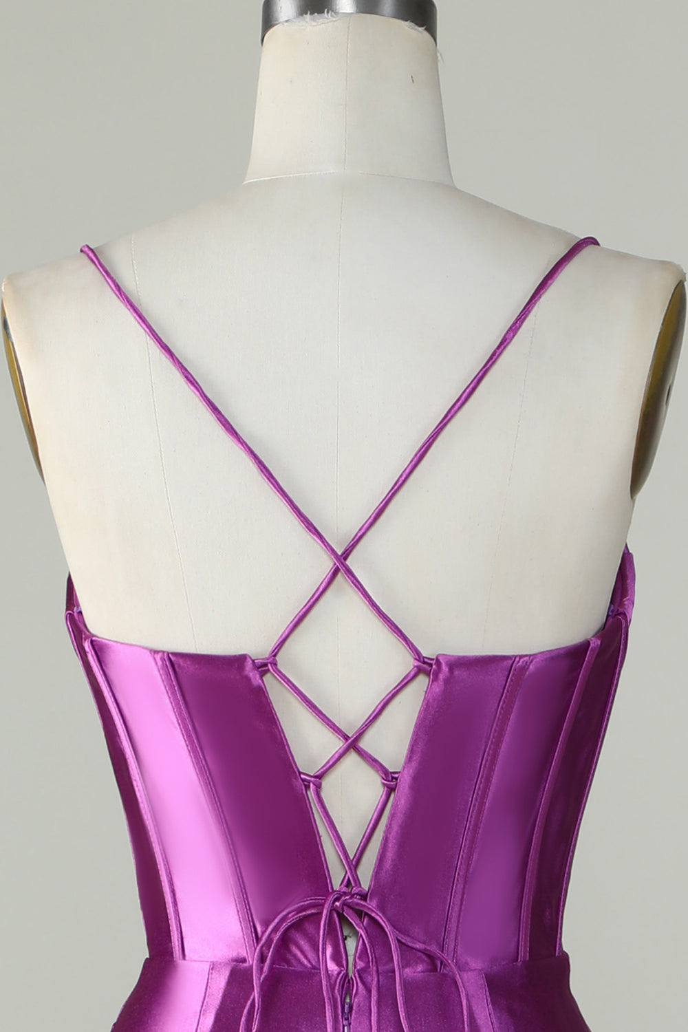 Dark Purple Spaghetti Straps Mermaid Long Ball Dress With Slit