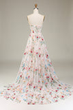 A-Line Sweetheart Long Corset Ball Dress With Flower