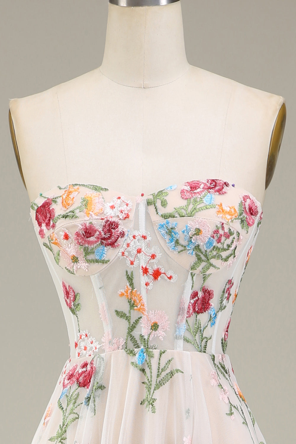 A-Line Sweetheart Long Corset Ball Dress With Flower