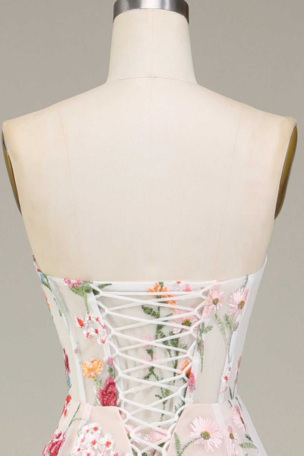 A-Line Sweetheart Long Corset Ball Dress With Flower