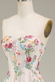 A-Line Sweetheart Long Corset Ball Dress With Flower