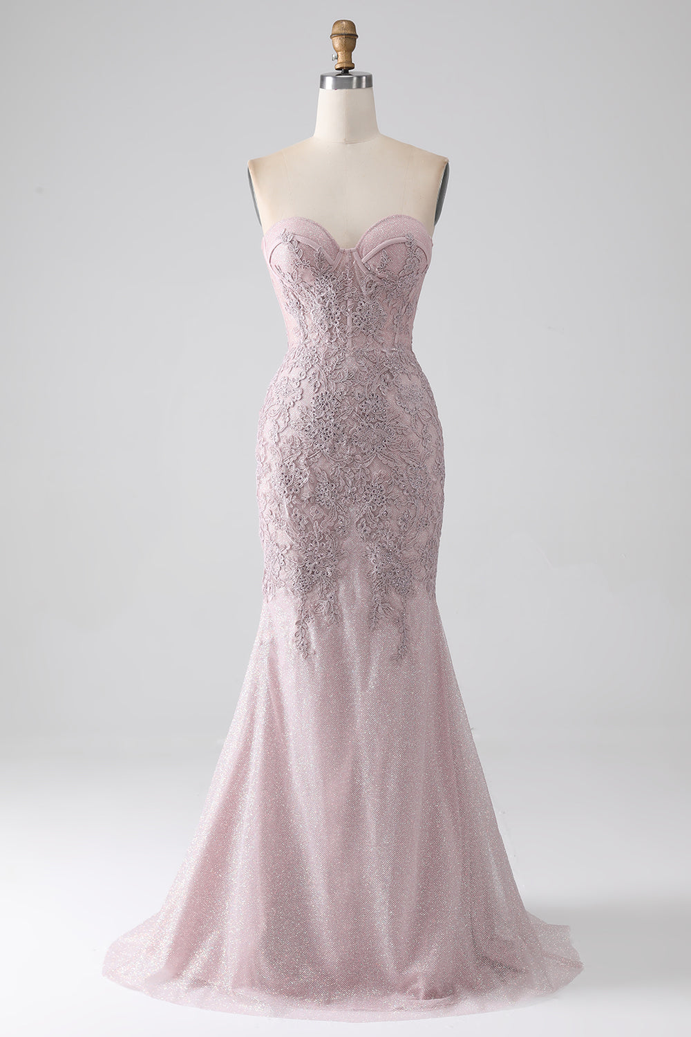 Sparkly Strapless Mermaid Sweetheart Corset Ball Dress with Appliques