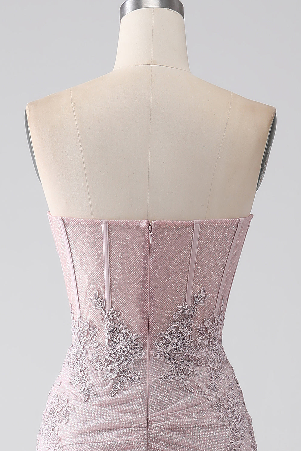 Sparkly Strapless Mermaid Sweetheart Corset Ball Dress with Appliques
