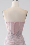 Sparkly Strapless Mermaid Sweetheart Corset Ball Dress with Appliques