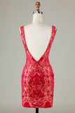 Lavender Sparkly Tight Short Ball Dress with Backless