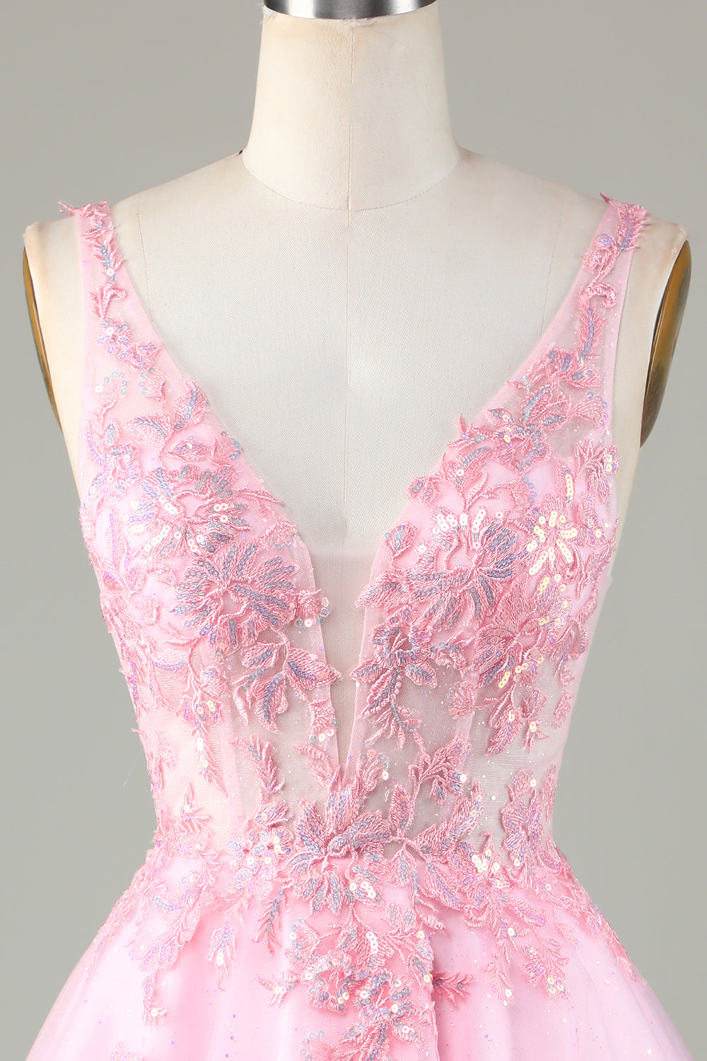 Pink Glitter Cute Short Ball Dress with Appliques