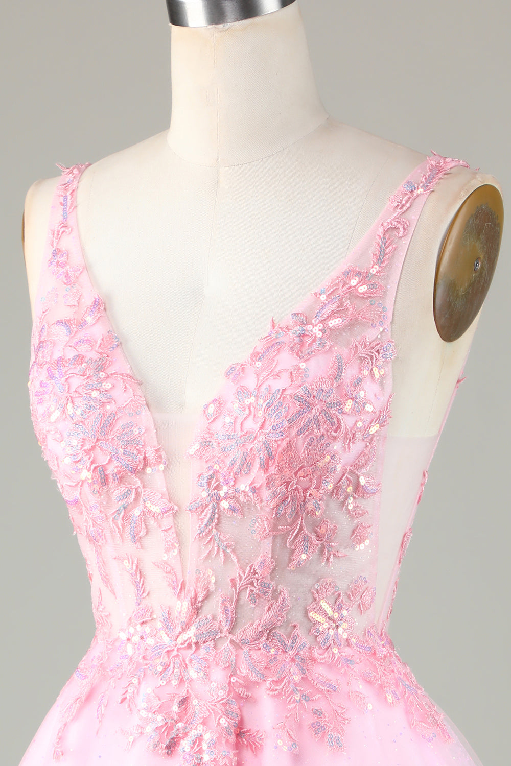 Pink Glitter Cute Short Ball Dress with Appliques