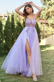 Lavender Tulle A-line Ball Dress with Beading