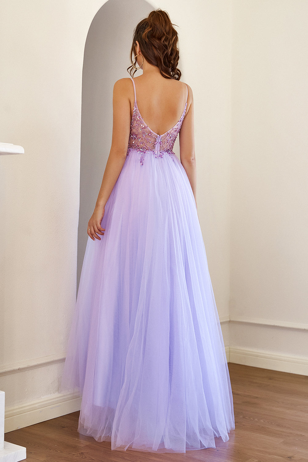 Purple Beading Tulle Ball Dress