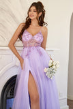 Purple Beading Tulle Ball Dress