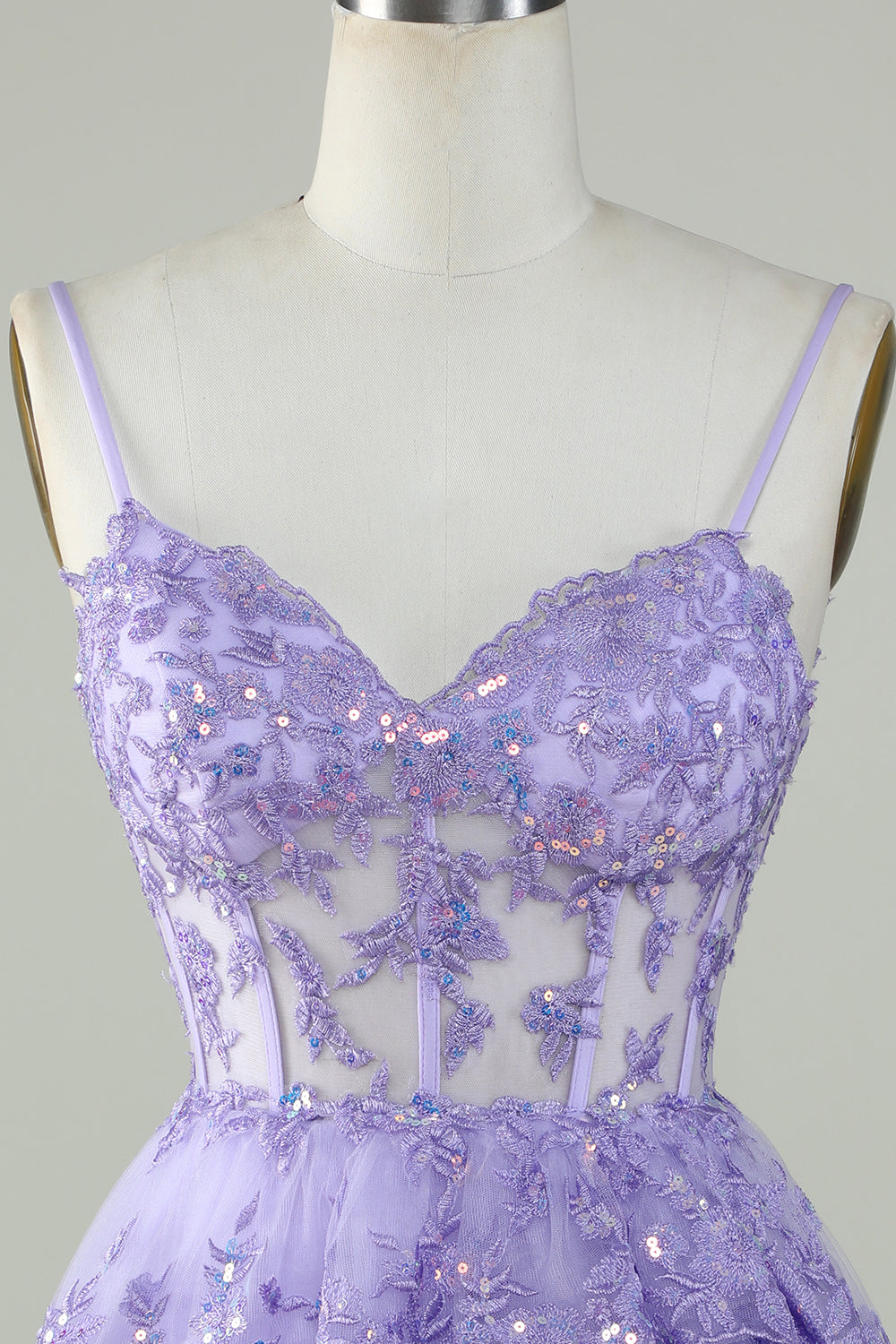 Cute A Line Spaghetti Straps Dark Blue Sparkly Corset Cocktail Dress