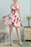 Flower Pink Cocktail Dress