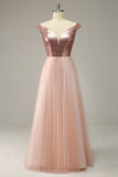 A Line Off the Shoulder Blush Plus Size Ball Dress