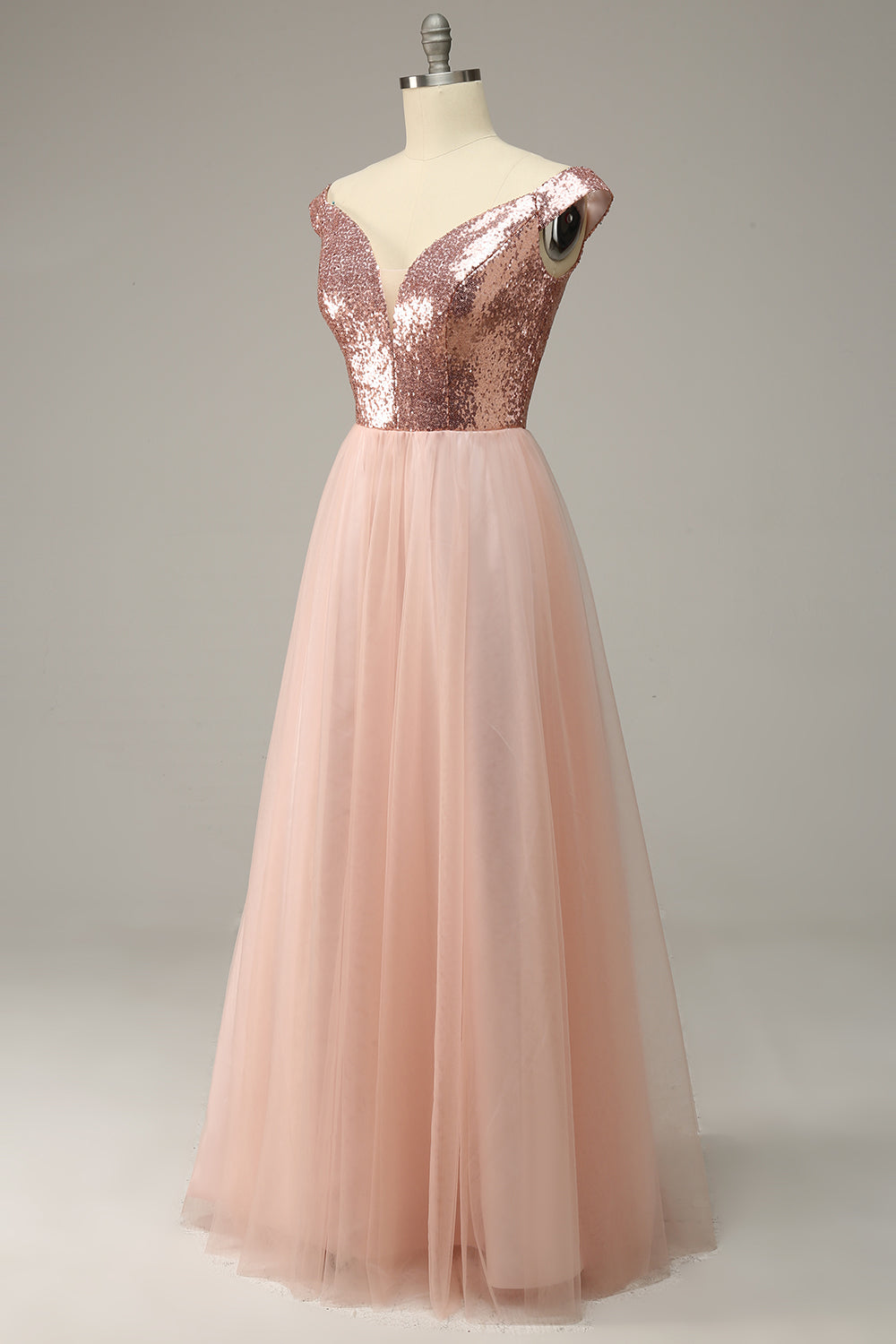 A Line Off the Shoulder Blush Plus Size Ball Dress