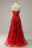 A Line Spaghetti Straps Burgundy Plus Size Ball Dress with Criss Cross Back