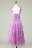 Purple A Line Butterflies Appliques Ball Dress