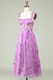 Purple A Line Butterflies Appliques Ball Dress