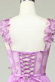 Purple A Line Butterflies Appliques Ball Dress