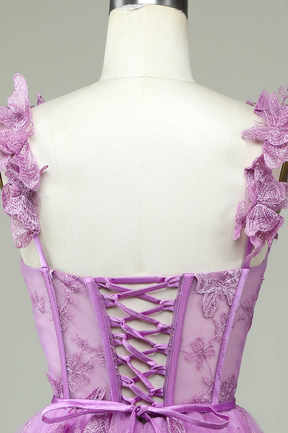 Cute A Line Sweetheart Purple Corset Cocktail Dress with Appliques