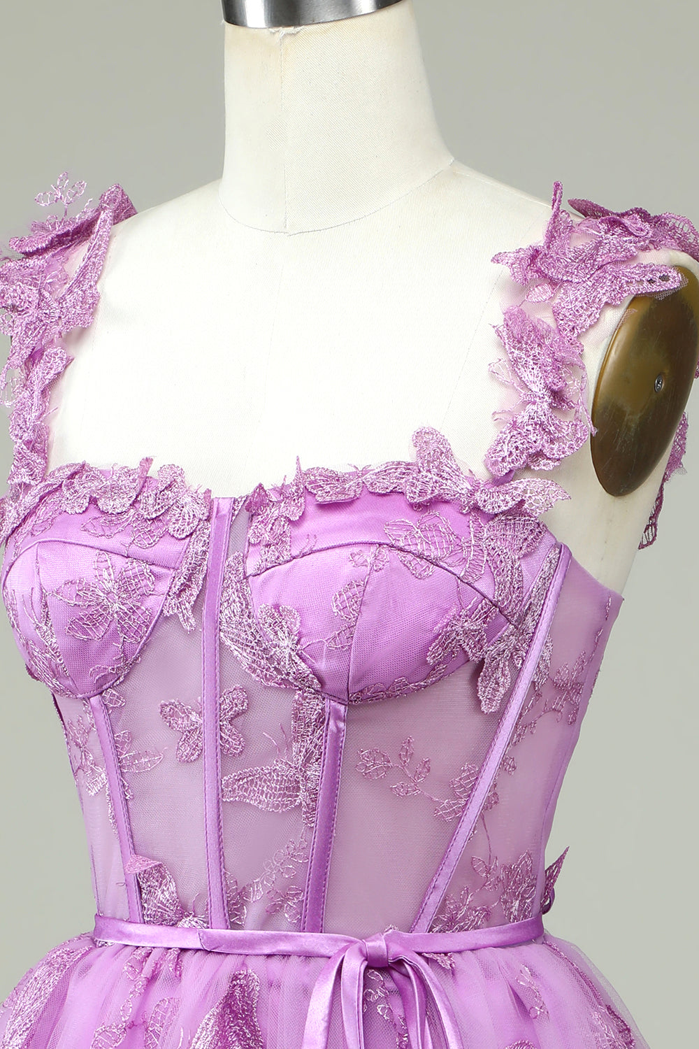 Cute A Line Sweetheart Purple Corset Cocktail Dress with Appliques
