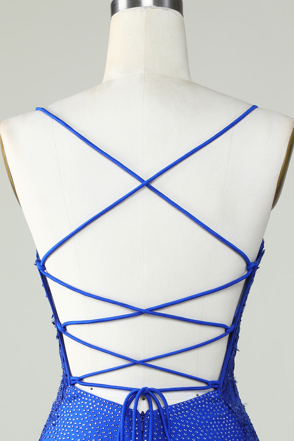 Sheath Spaghetti Straps Royal Blue Short Cocktail Dress with Beading