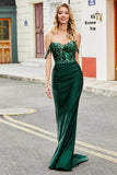 Dark Green Mermaid Off The Shoulder Pleated Long Ball Dress