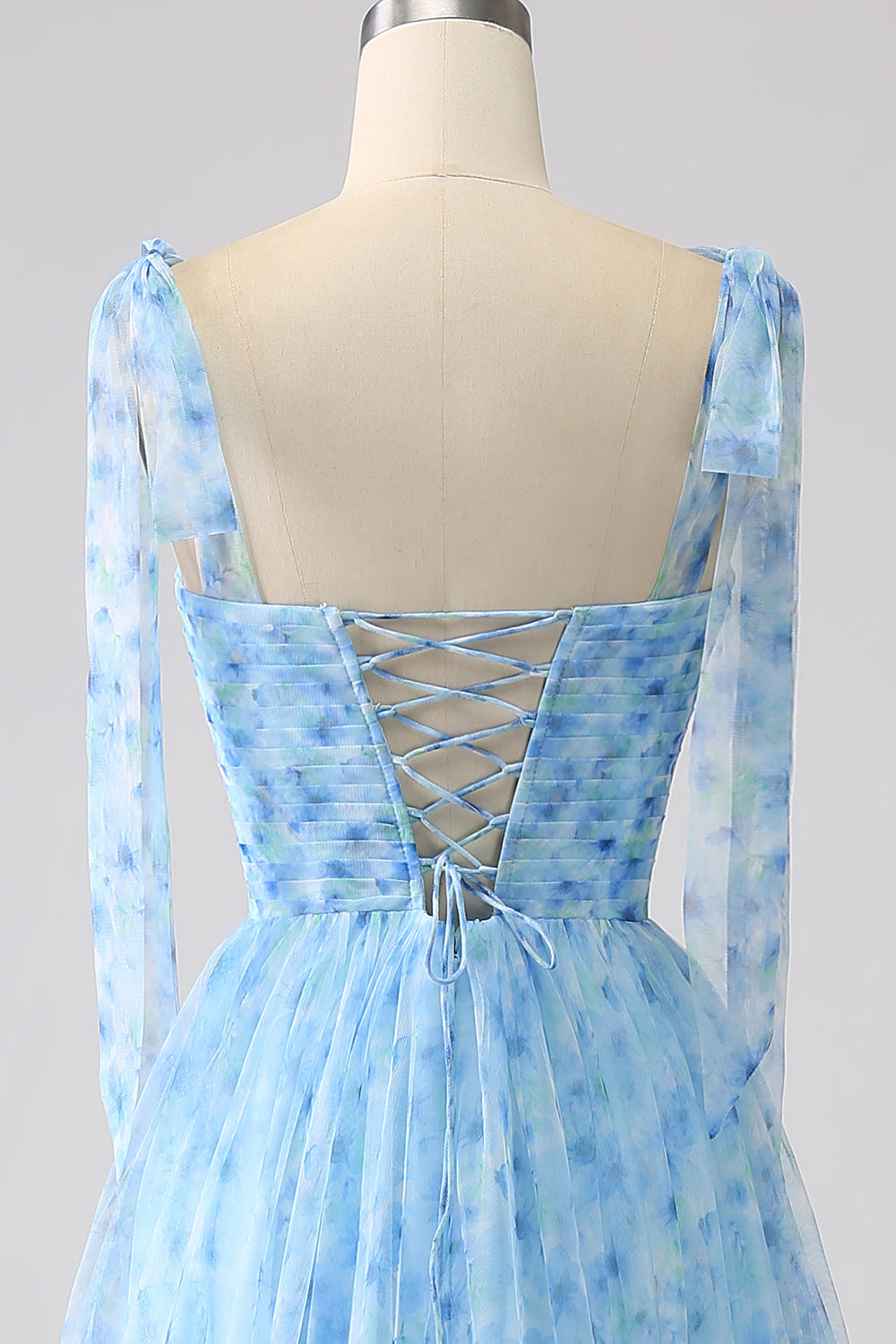 Light Blue A-Line Spaghetti Straps Long Ball Dress