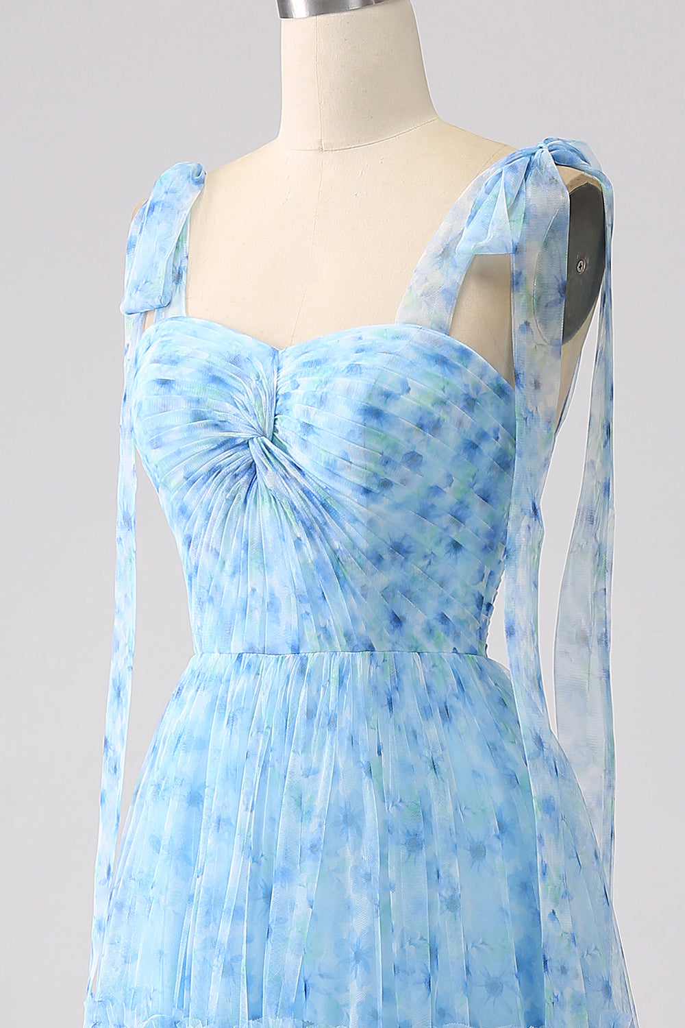 Light Blue A-Line Spaghetti Straps Long Ball Dress