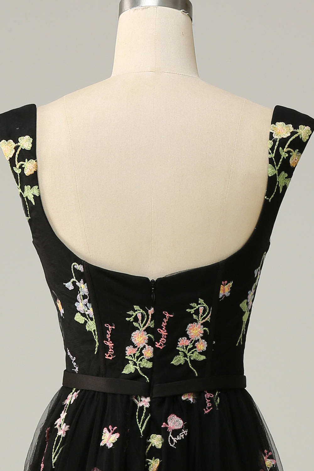 A Line Sweetheart Black Long Ball Dress with Embroidery