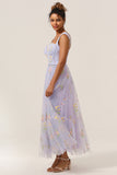 Princess A Line Sweetheart Light Purple Long Ball Dress with Embroidery