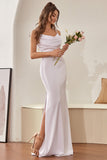 Simple Ivory Satin Wedding Dress