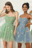 Sweetheart Champagne Short Ball Dress with Embroidery