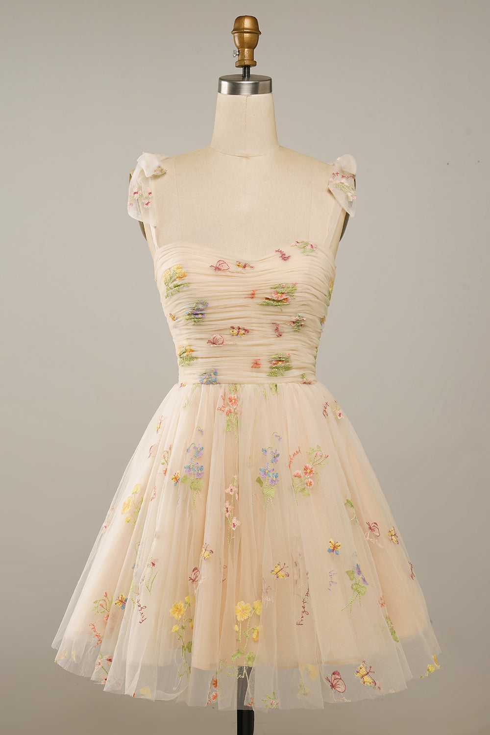 Sweetheart Champagne Short Ball Dress with Embroidery