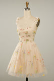 Sweetheart Champagne Short Ball Dress with Embroidery