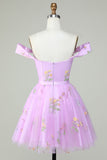 Cute A Line Sweetheart Grey Blue Short Cocktail Dress with Embroidery
