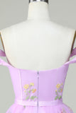 Cute A Line Sweetheart Grey Blue Short Cocktail Dress with Embroidery