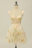 Cute A Line Sweetheart Champagne Short Cocktail Party Dress
