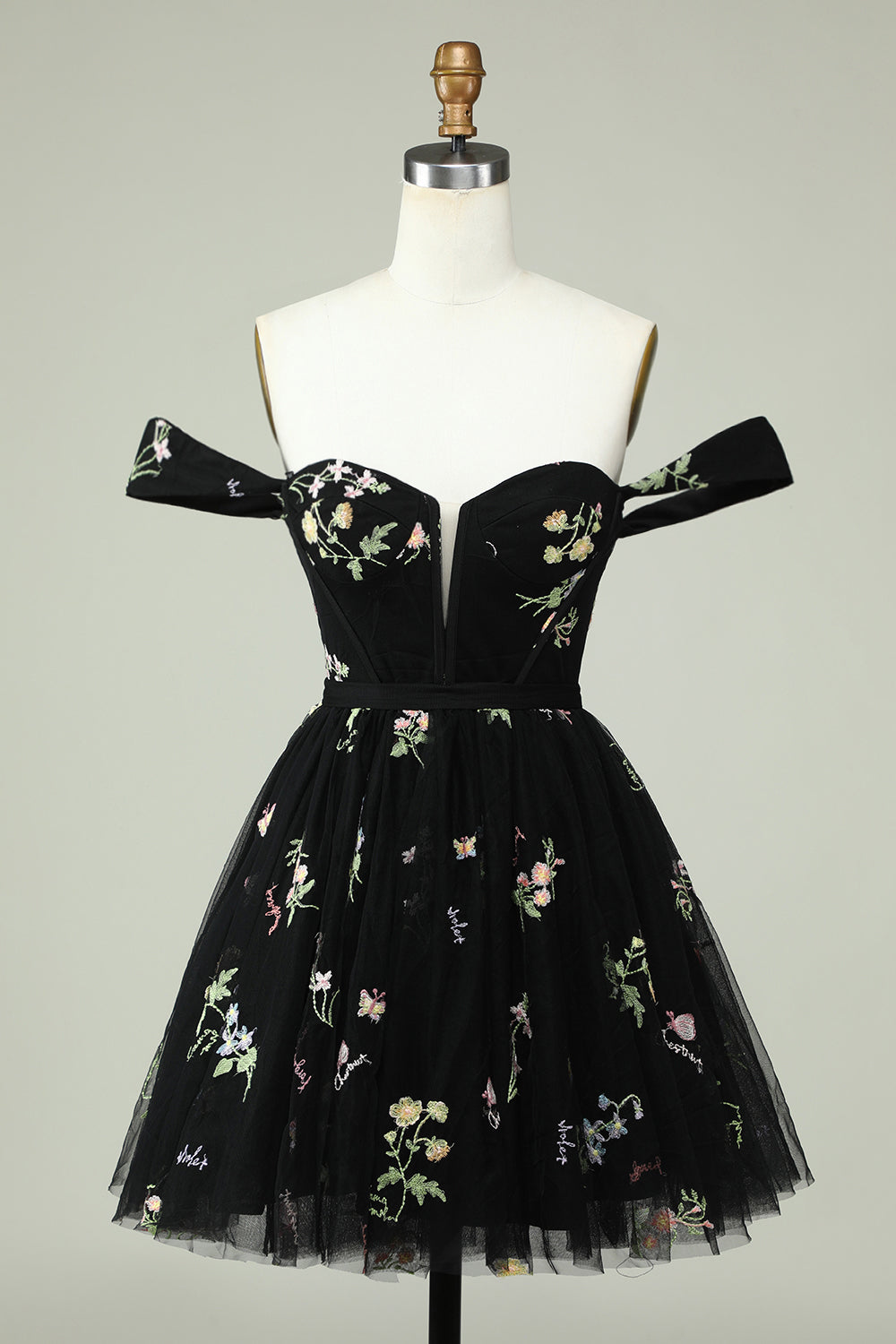 Black A Line Off the Shoulder Short Ball  Dress
