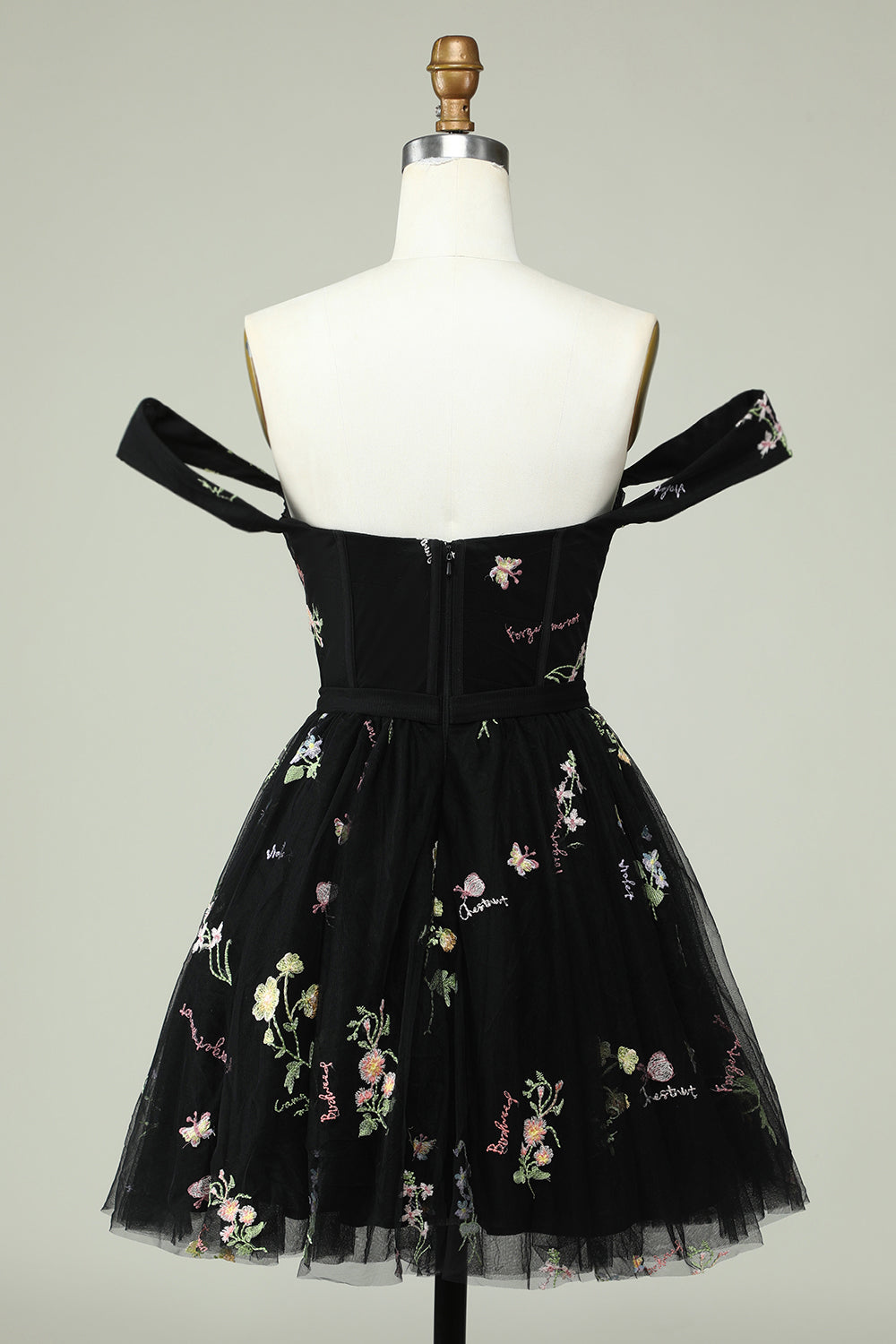 Black A Line Off the Shoulder Short Ball  Dress