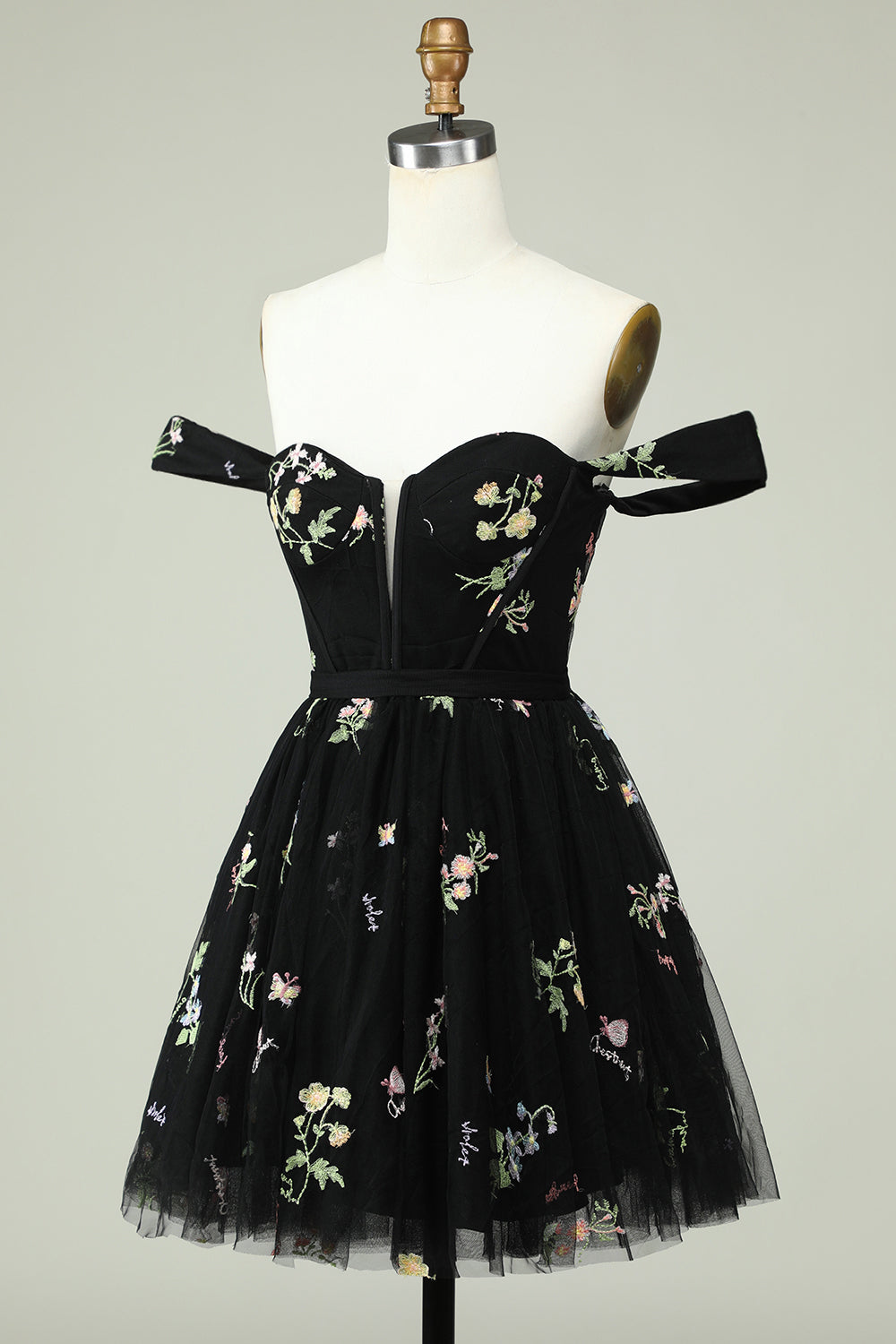 Black A Line Off the Shoulder Short Ball  Dress