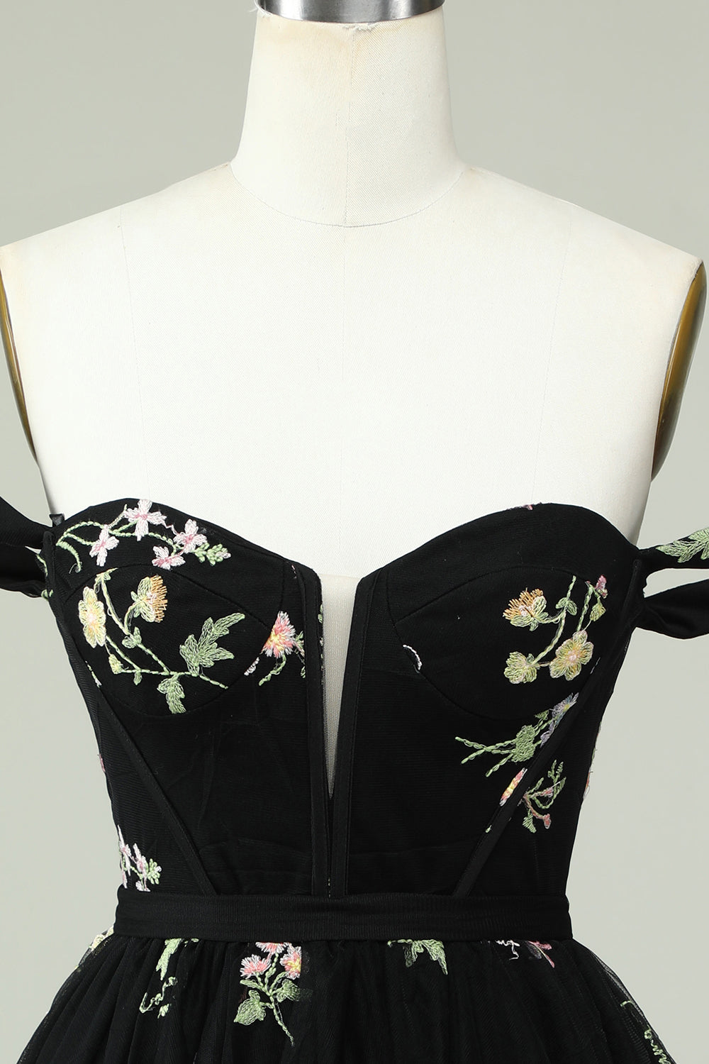 Black A Line Off the Shoulder Short Ball  Dress