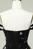 Black A Line Off the Shoulder Short Ball  Dress
